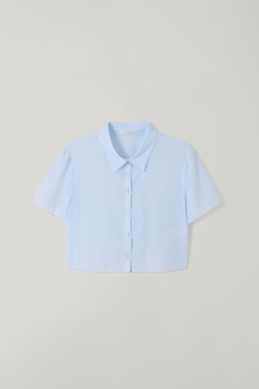 T/T Crop stripe shirt (skyblue)