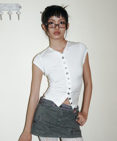 Gwen Button Short Top (White)