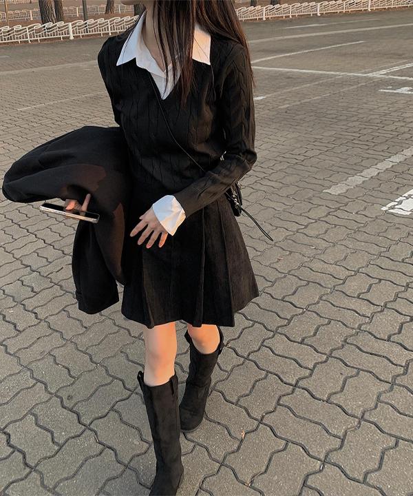 히샤 니트 레이어드 셔츠