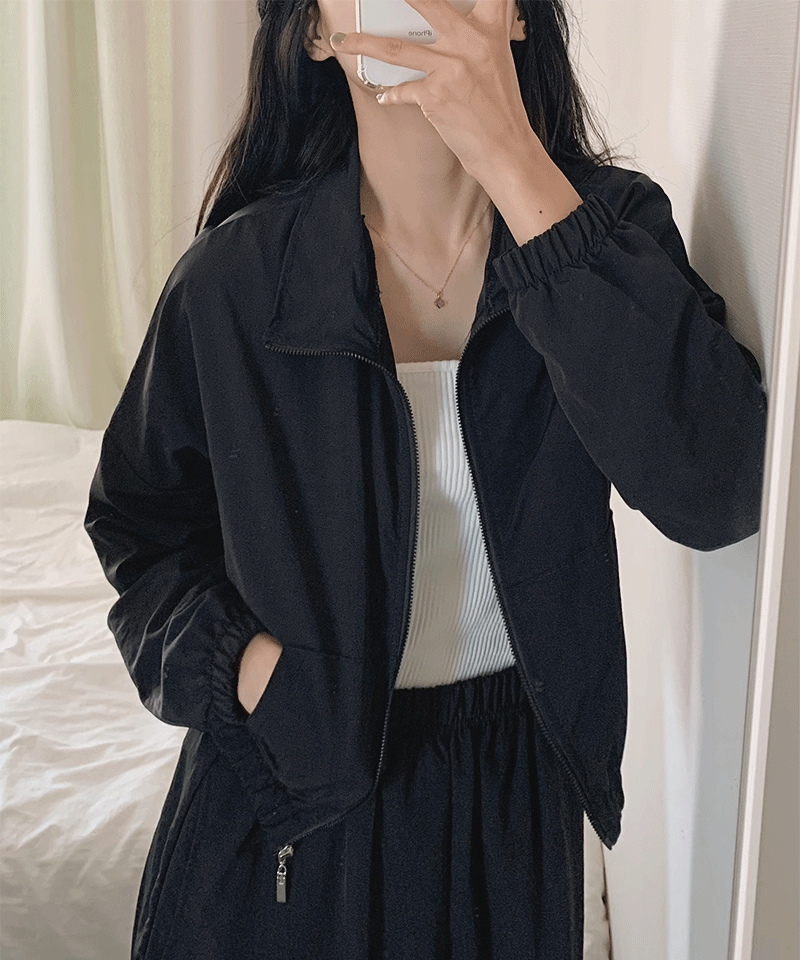 셋업 점퍼 단품 / 헤이 나일론 크롭 밴딩 윈드점퍼 (3color)