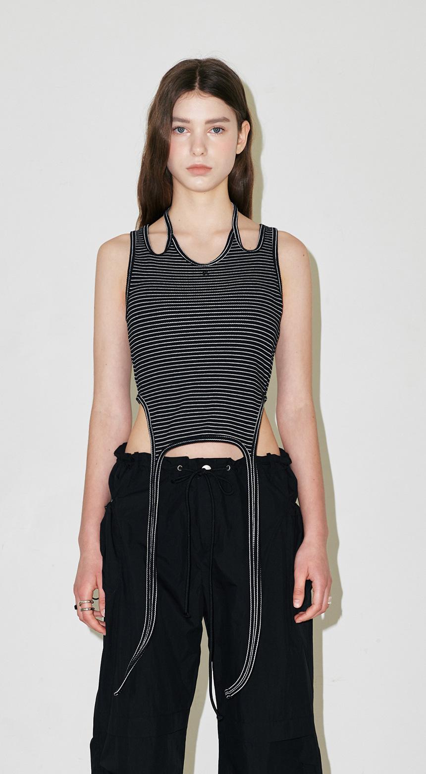 EXCLUSIVE STRIPED GARTER SLEEVELESS