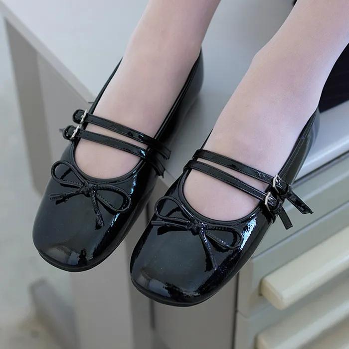 SQUARE TOE TWO STRAP MARYJANES(ENAMEL) - 5 colors