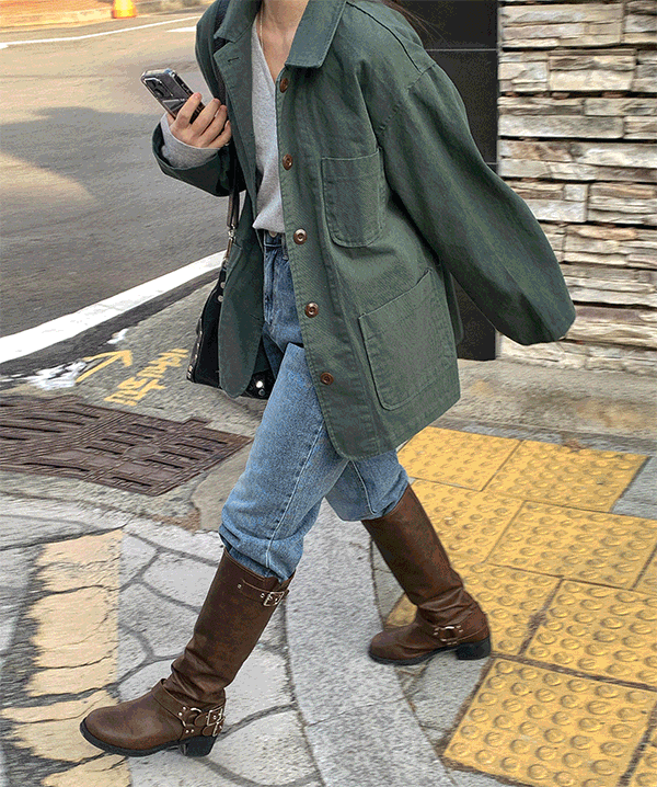 르헤르 레루트 하프 야상 (green)