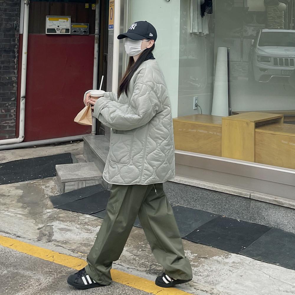 오버핏 깔깔이 퀼팅 캠핑자켓 경량 패딩 점퍼