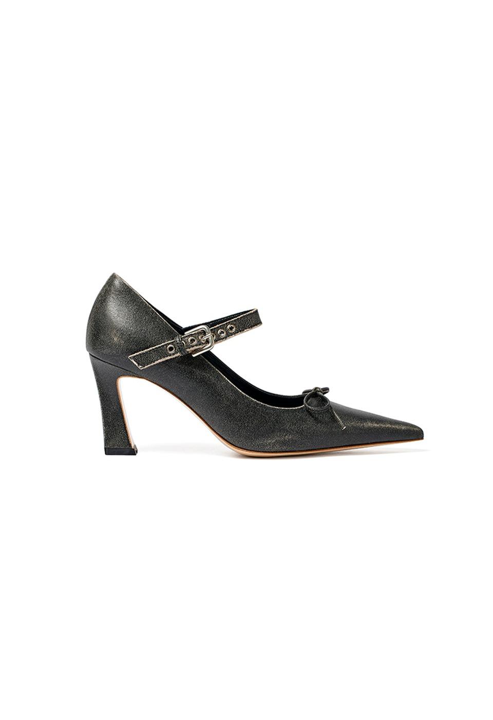 BUCKLE POINTY HEELS, CHARCOAL