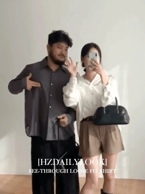 [55~88/남편착용✨/오버핏] 다비 여성 빅사이즈 시스루 긴팔 레이어드 셔츠