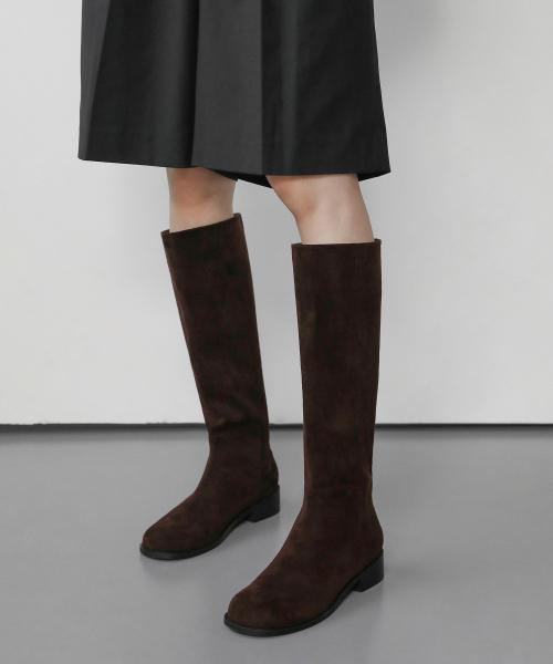 제이드 라운드 스웨이드 롱부츠 (3.5cm)