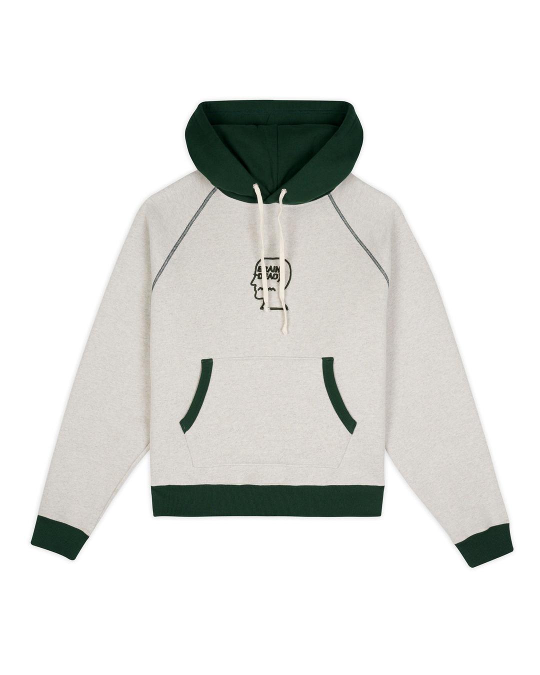 Fleece Logo Head Raglan Hoodie - Oatmeal Green - XS