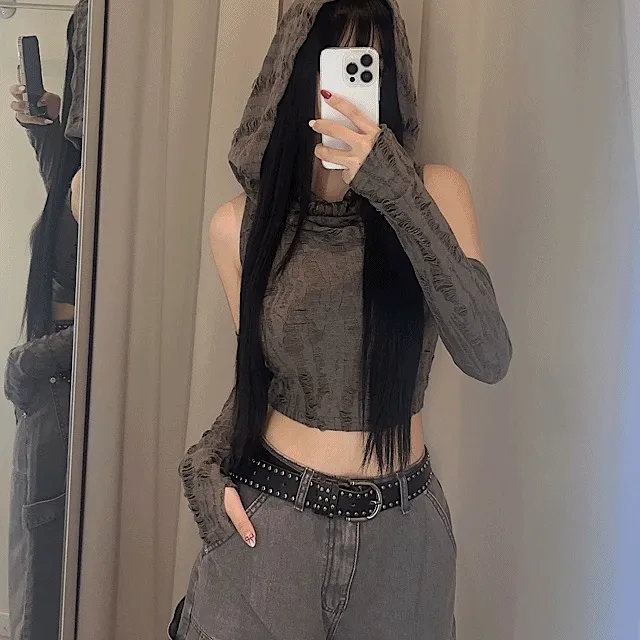 [주문폭주/기획특가] y2k 워머 후드 SET 롱슬리브 티셔츠 *3color