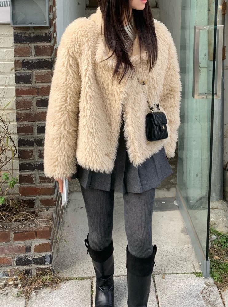 포레스트 울 퍼 베이지 자켓 Forest Wool Fur Jk