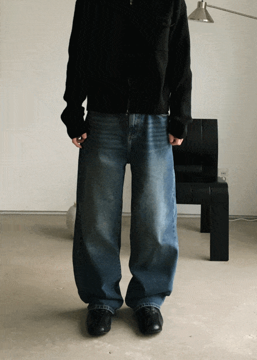 르본 스트레이트 워싱 데님 팬츠