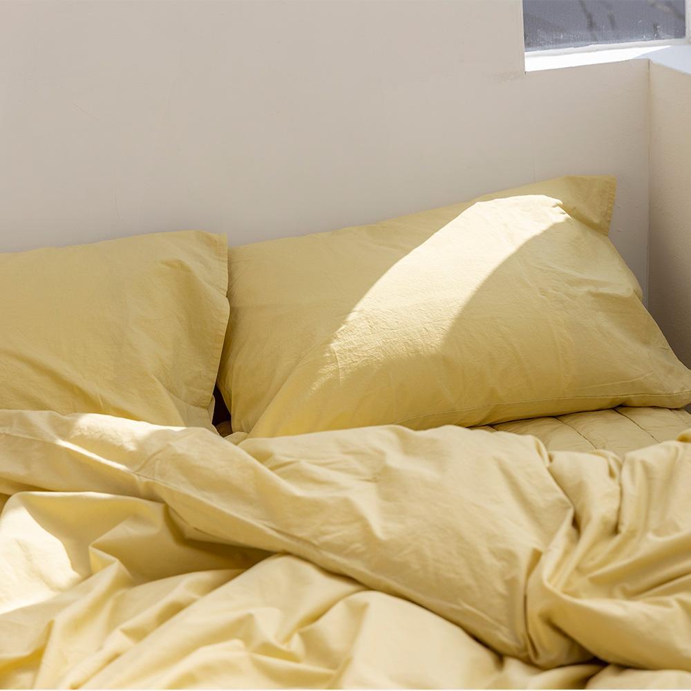 [단독ㅣ~5/1]스톤워싱 솔리드 이불커버 - 레몬 - K (220x240)