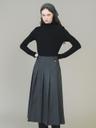 F Ornament Button Pleats Skirt_2colors