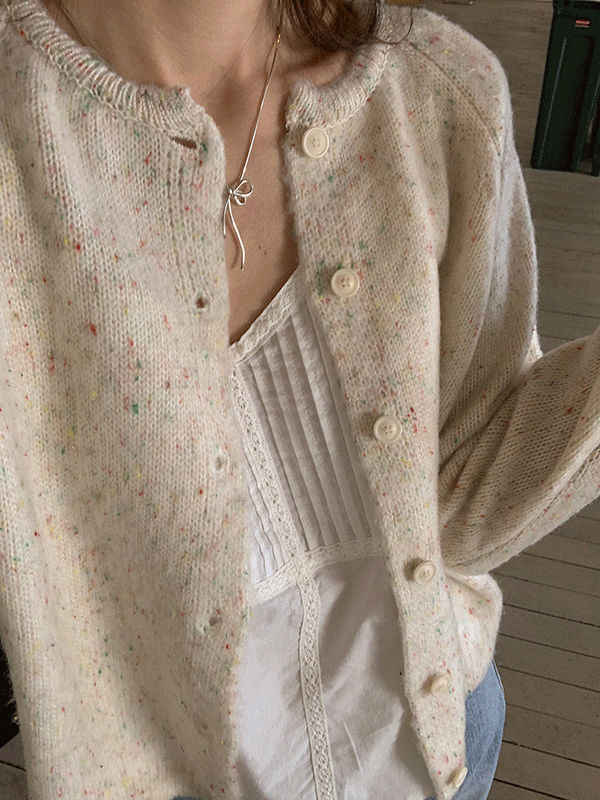 [🎁설날세일][🌷봄신상]케이크 봄 빈티지 라운드넥 니트 가디건(6color)