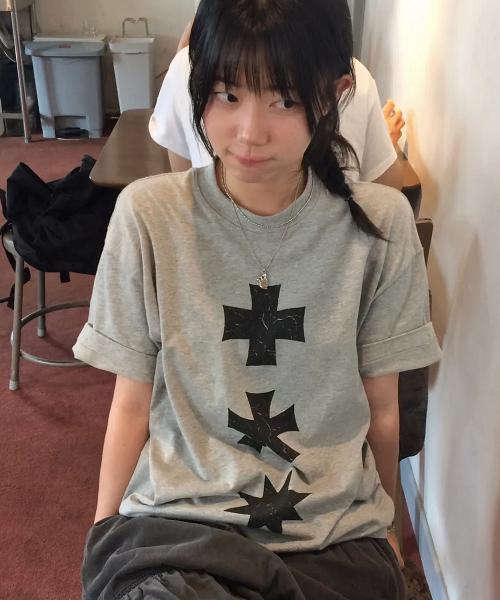 MM THREE LOGO T-SHIRTS (MELANGE GRAY)