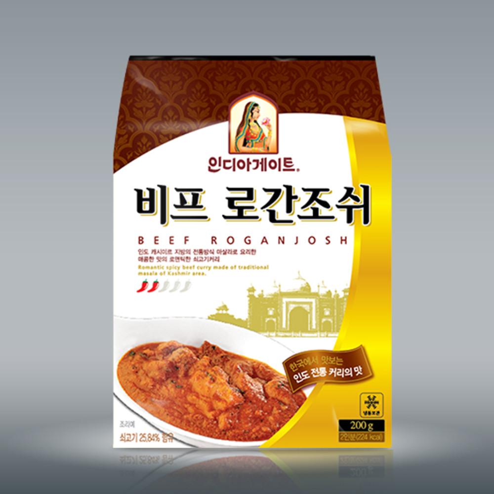 ★특별할인판매★인디아게이트 커리 비프로간조쉬 200g x 3개묶음 인도커리 냉동 카레