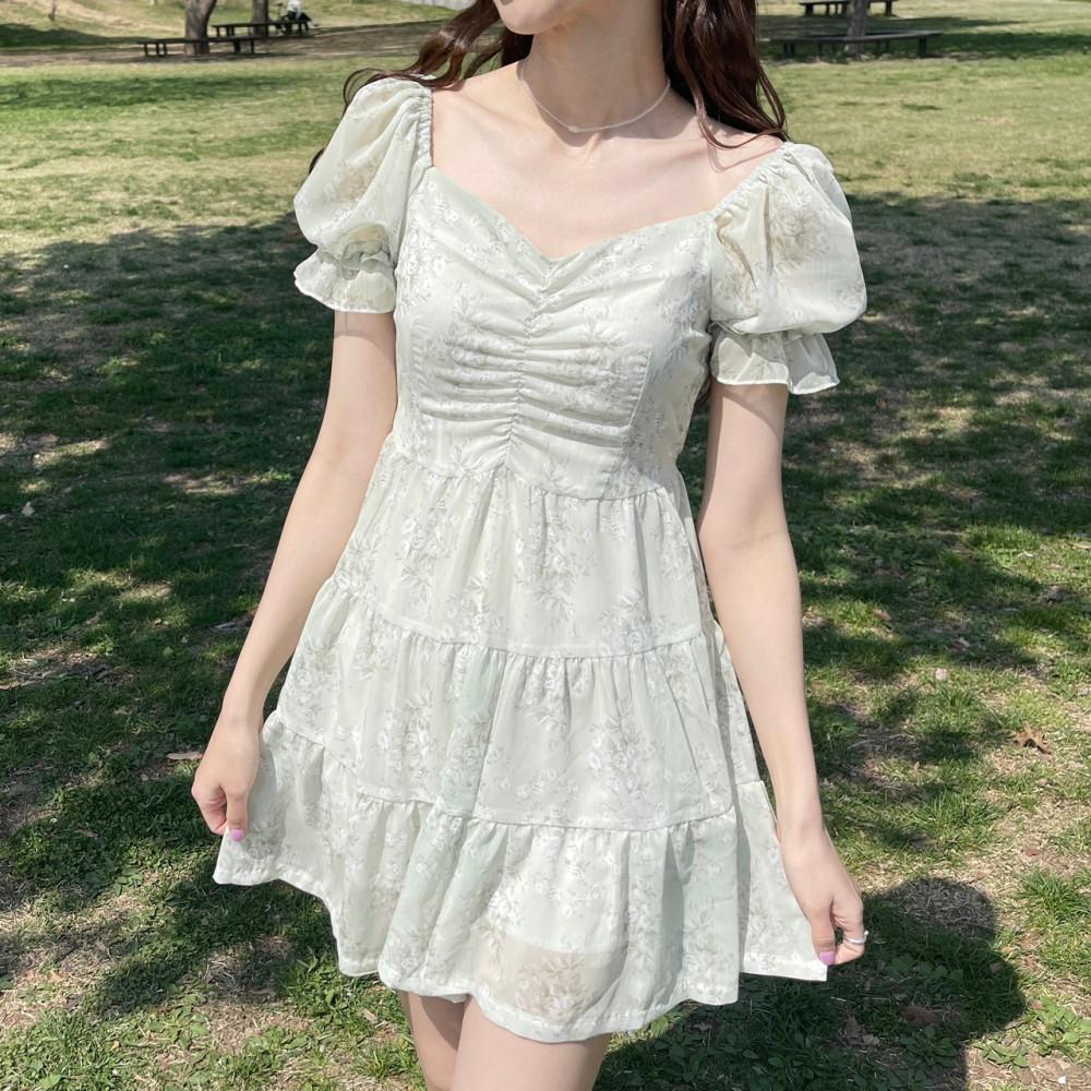 티어드미니원피스  플라워쉬폰원피스 휴양지원피스