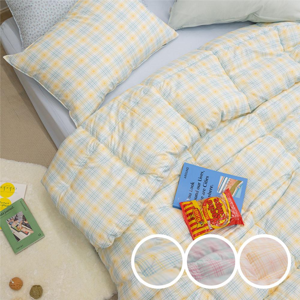 하이틴 체크 소프트마이크로 먼지없는 양면 차렵이불 세트 SS/Q