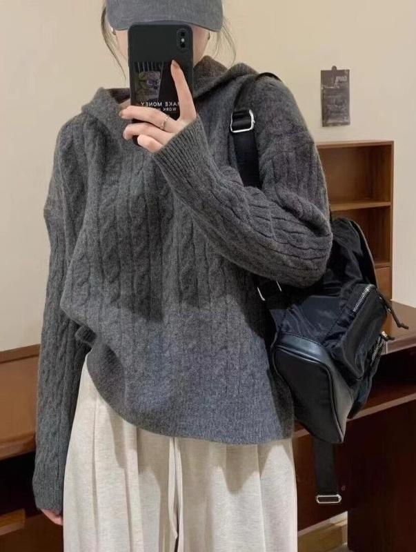 양모 후드 꽈배기 스웨터(4컬러)