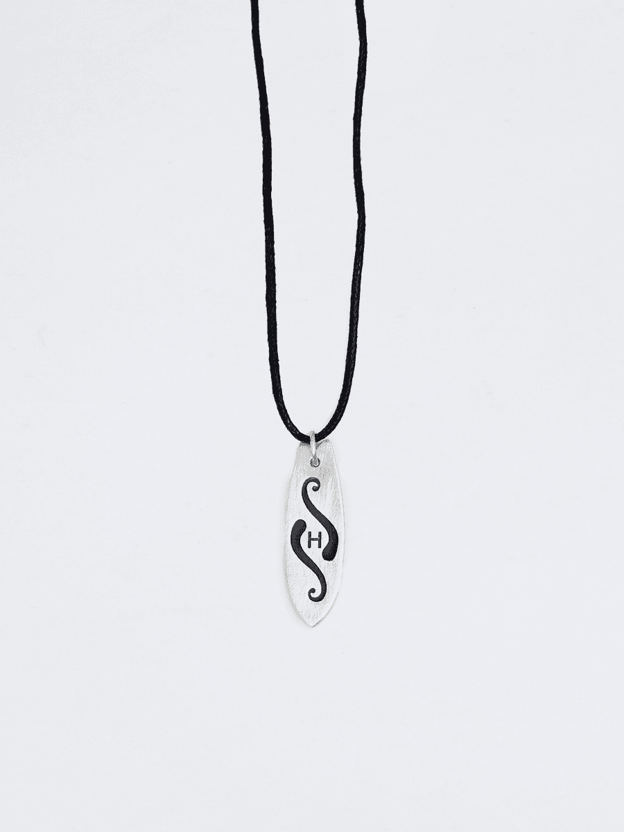 Surf Fishboard Black Initial Pendant