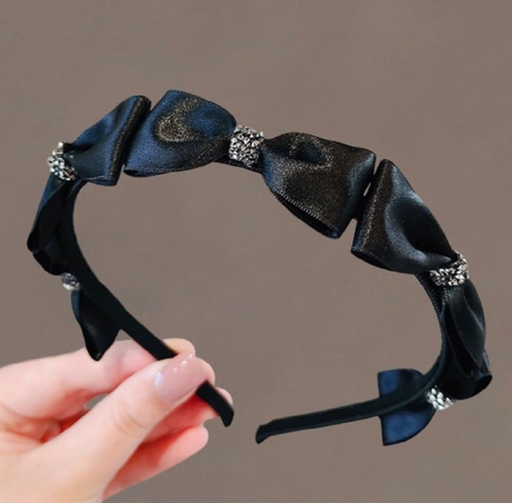 랑데뷰 리본 큐빅 헤어밴드