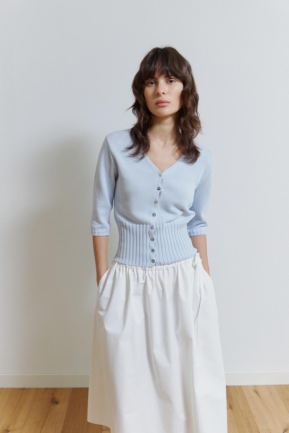 Vesto Cotton Cardigan in Powder blue