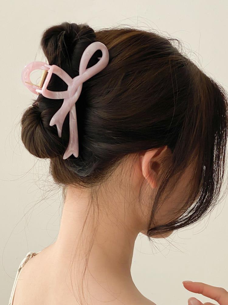 마블꼬임리본 빅사이즈 올림머리 헤어 집게핀 4color