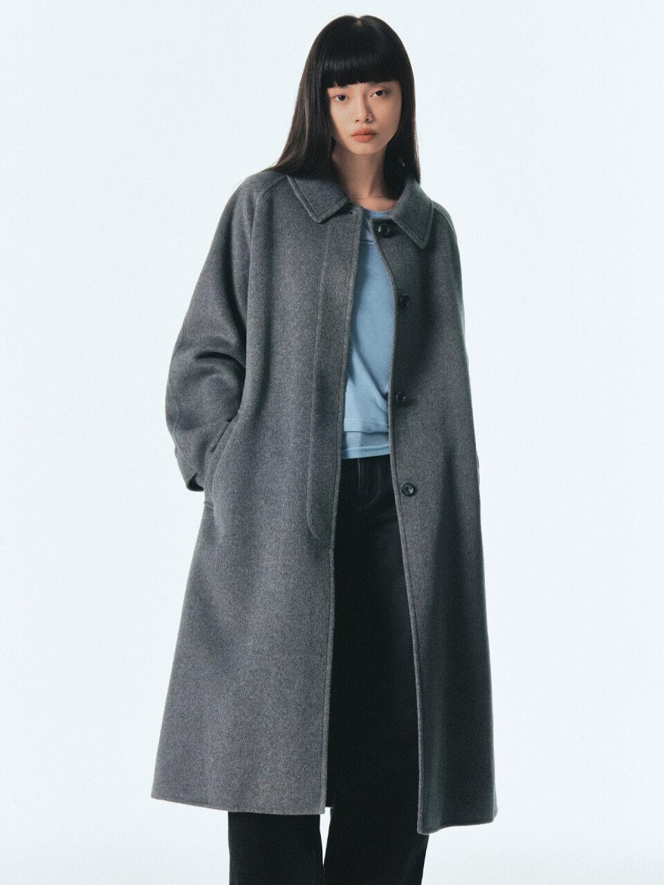 벨티드 핸드메이드 롱 코트_MELANGE GREY