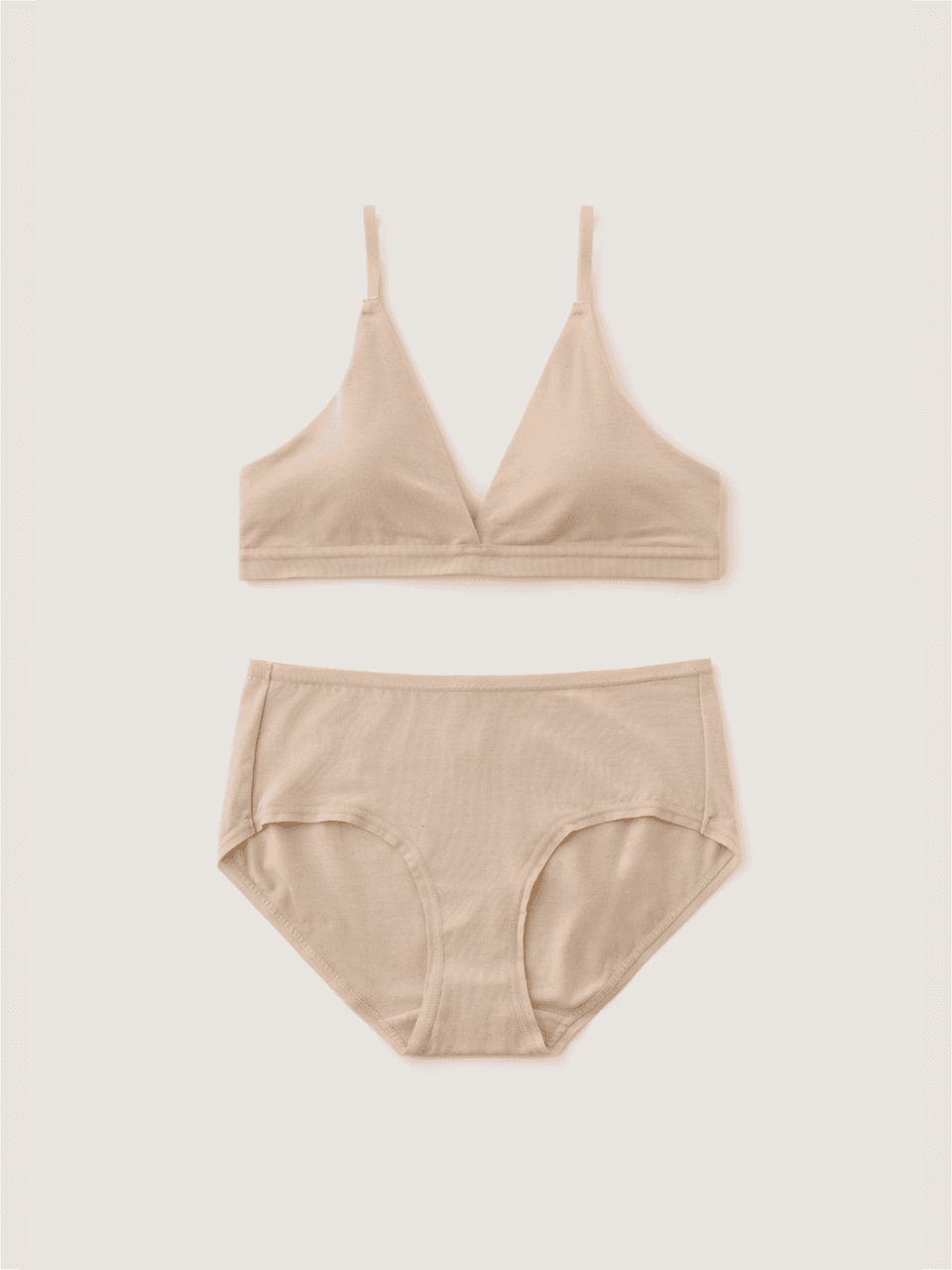 (set) Triangle bamboo bra & panties in beige_삼각 뱀부 브라 세트 베이지