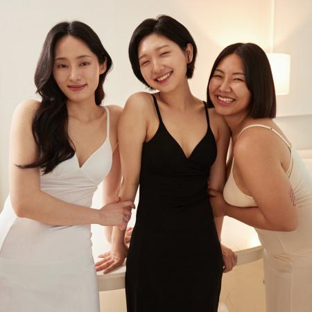 브라캡 내장 허그 인견 롱슬립