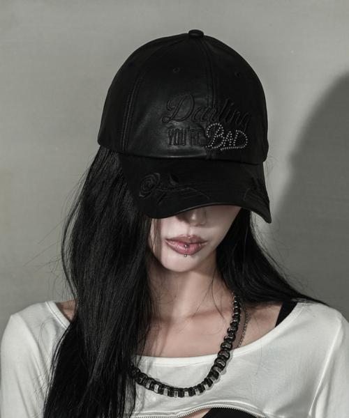 DYB LEATHER BALL CAP #BLACK