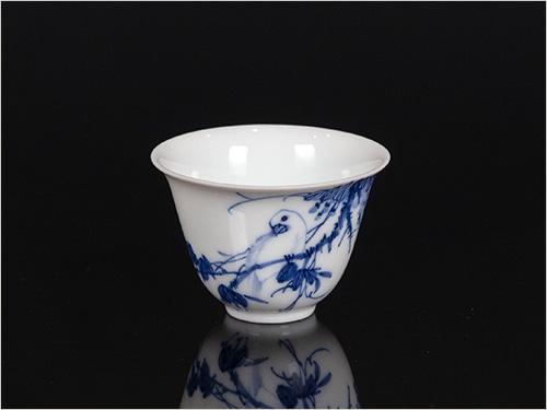 순품아집 청화잔 백조