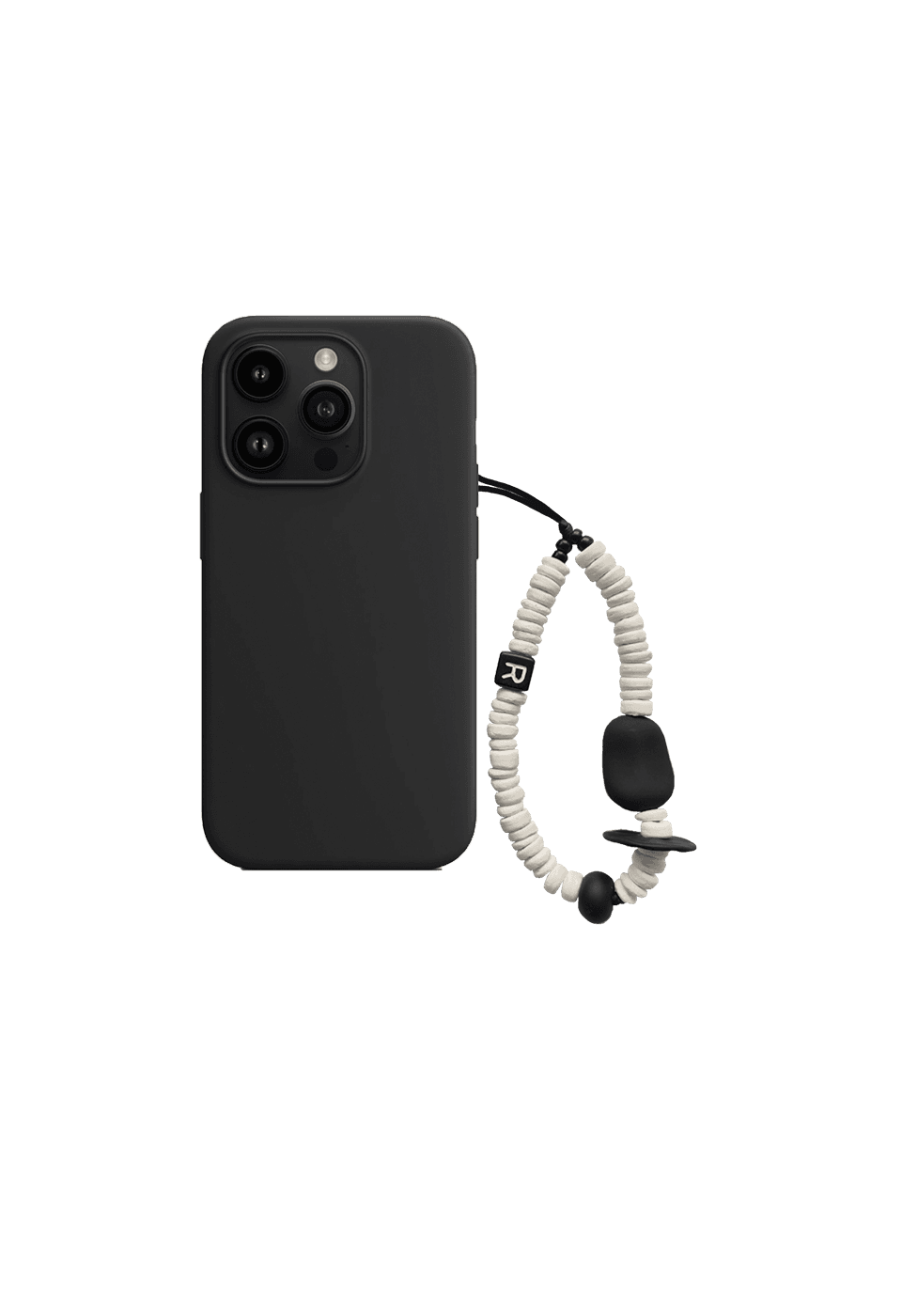 nature beads phone strap short cream