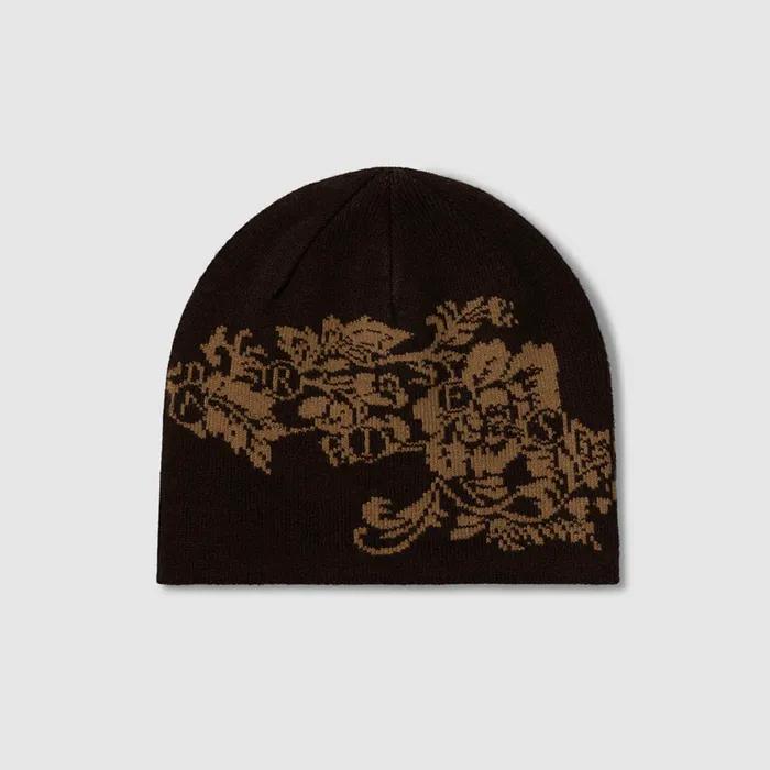 (U) Floral Skull Beanie (BRWN Brown)