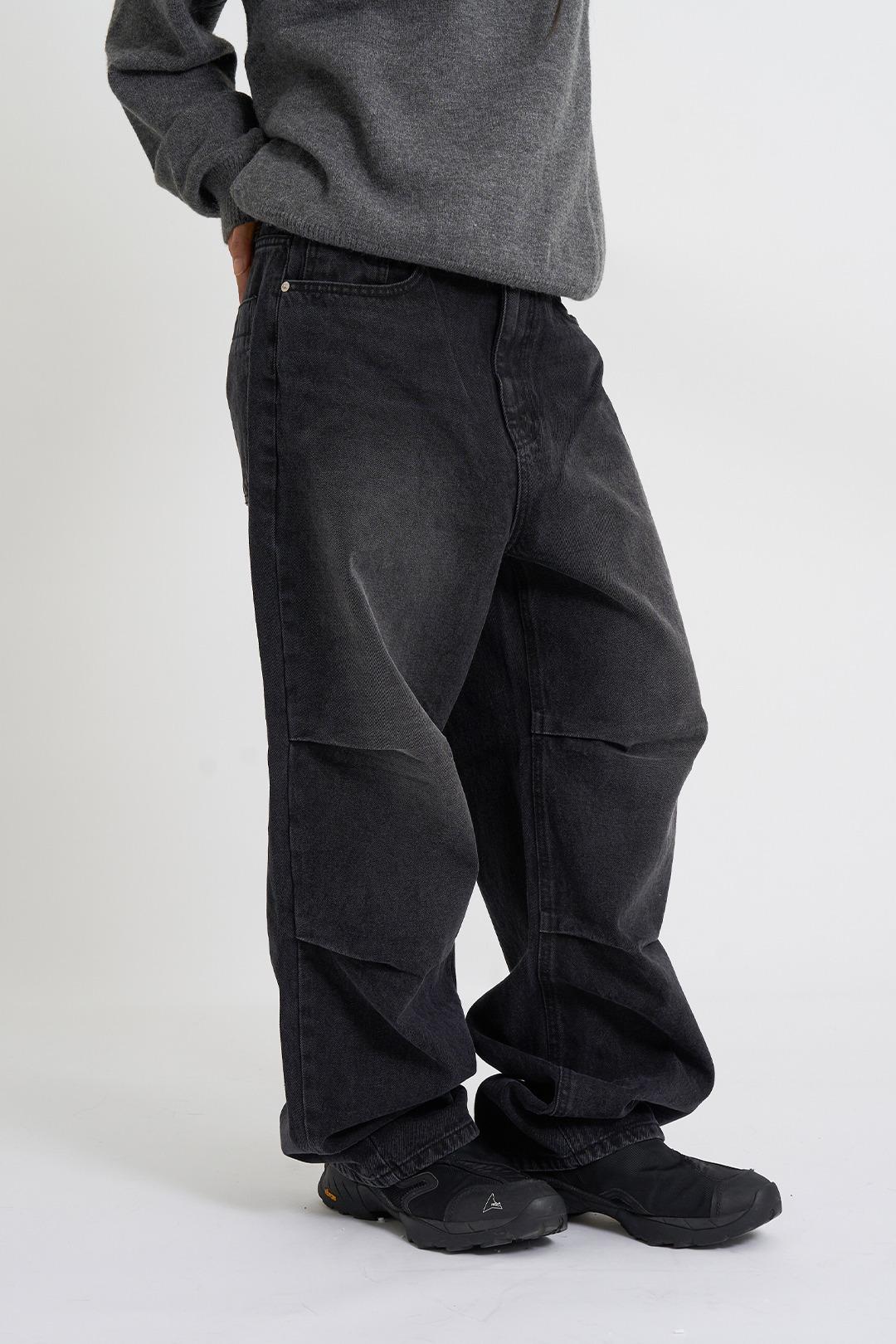 던스 핀턱 와이드 데님 팬츠