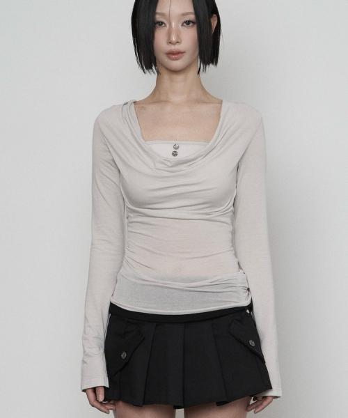 Drapped Layered Long Sleeve (LIGHT BEIGE)