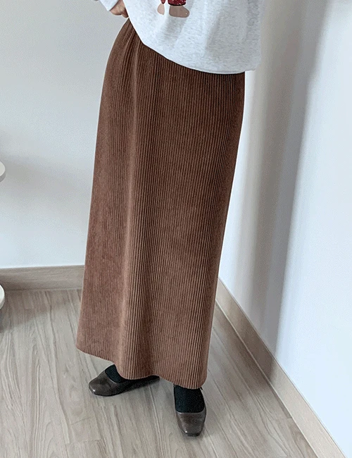 [55-77] 벨로아 골지 뒷트임 밴딩 스커트