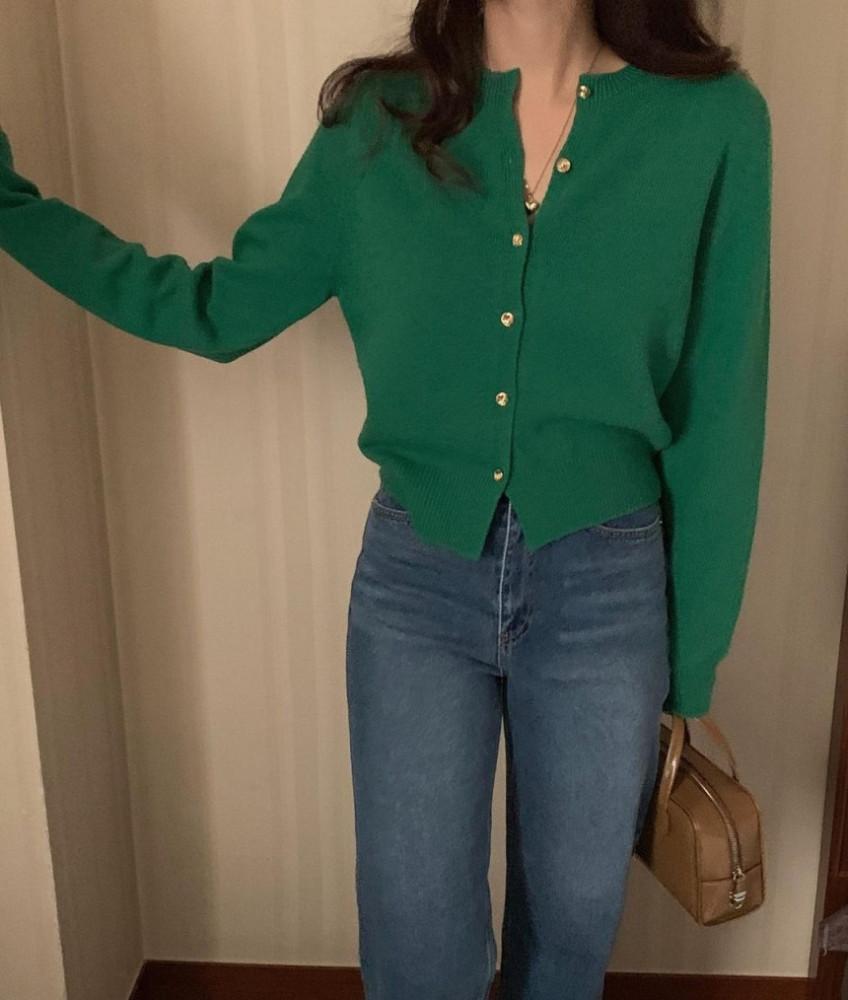 프리러브 보울 홀가 캐시 금장 가디건