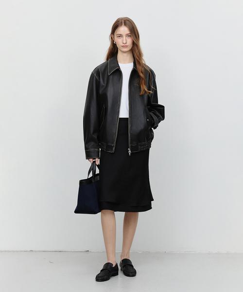DOUBLE LAYERED SKIRT_UDSK5A204_BLACK