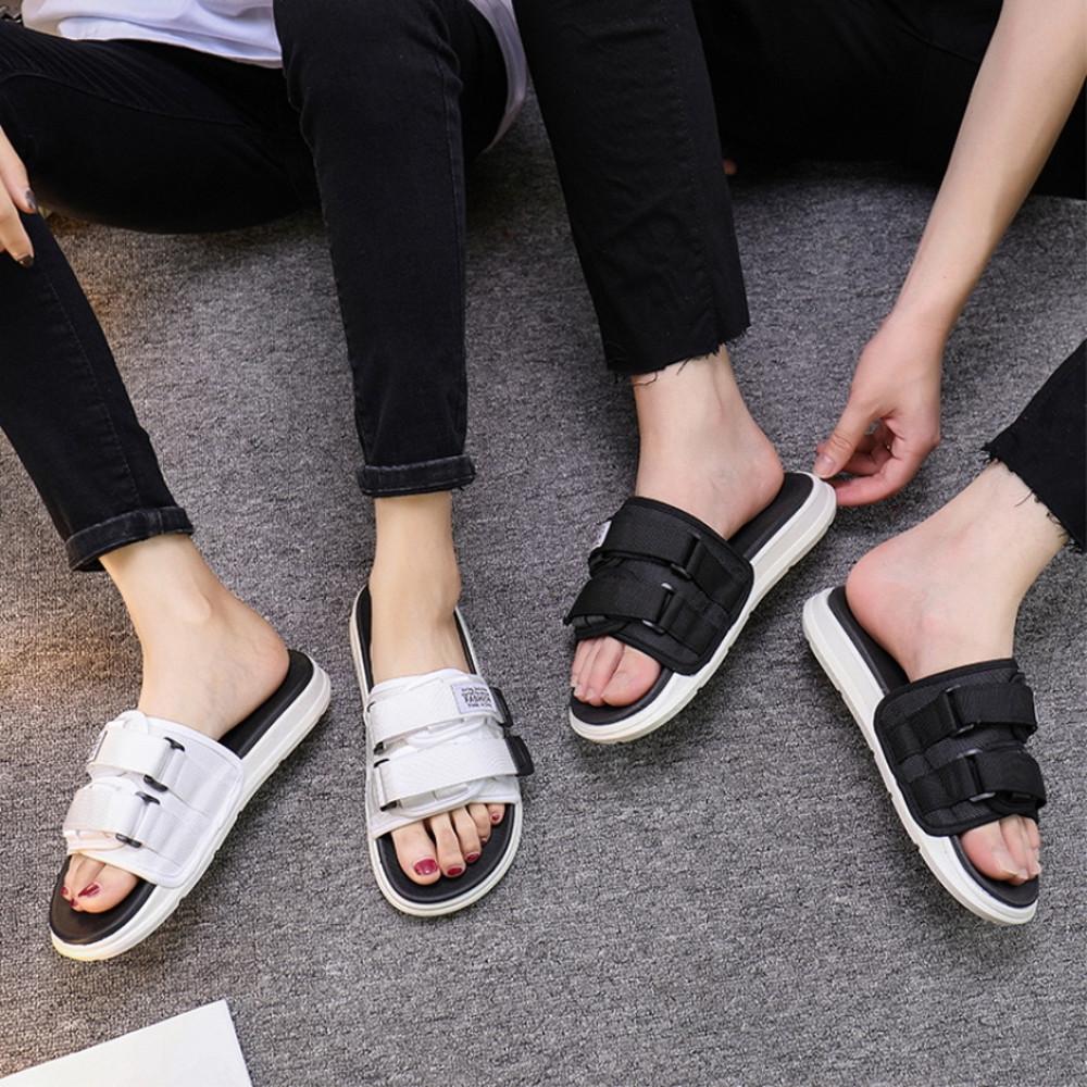 볼넓은슬리퍼 푹신한 벨크로 커플슬리퍼 화이트 블랙