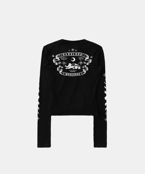 미스틱 라인스톤 로고 져지 슬림 롱슬리브 - 블랙