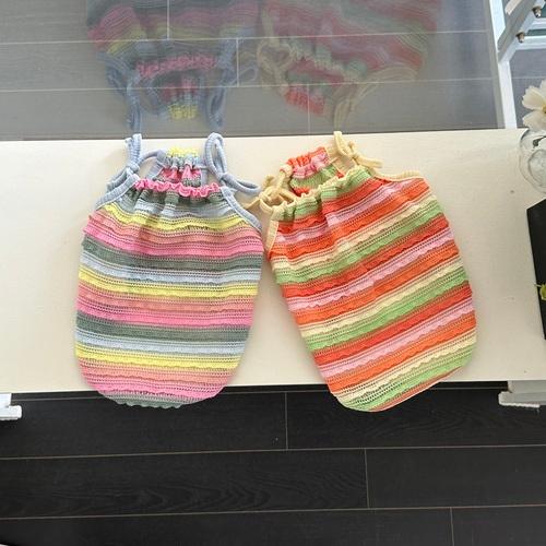 강아지 여름 나시 무지개 끈나시xs