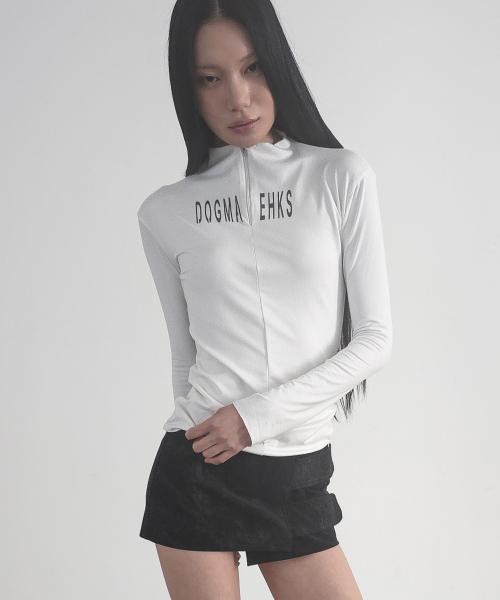 HALF ZIP-UP TOP WHITE