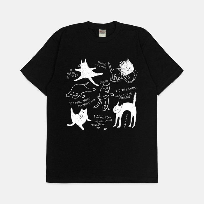 고양이들 낙서 반팔티셔츠