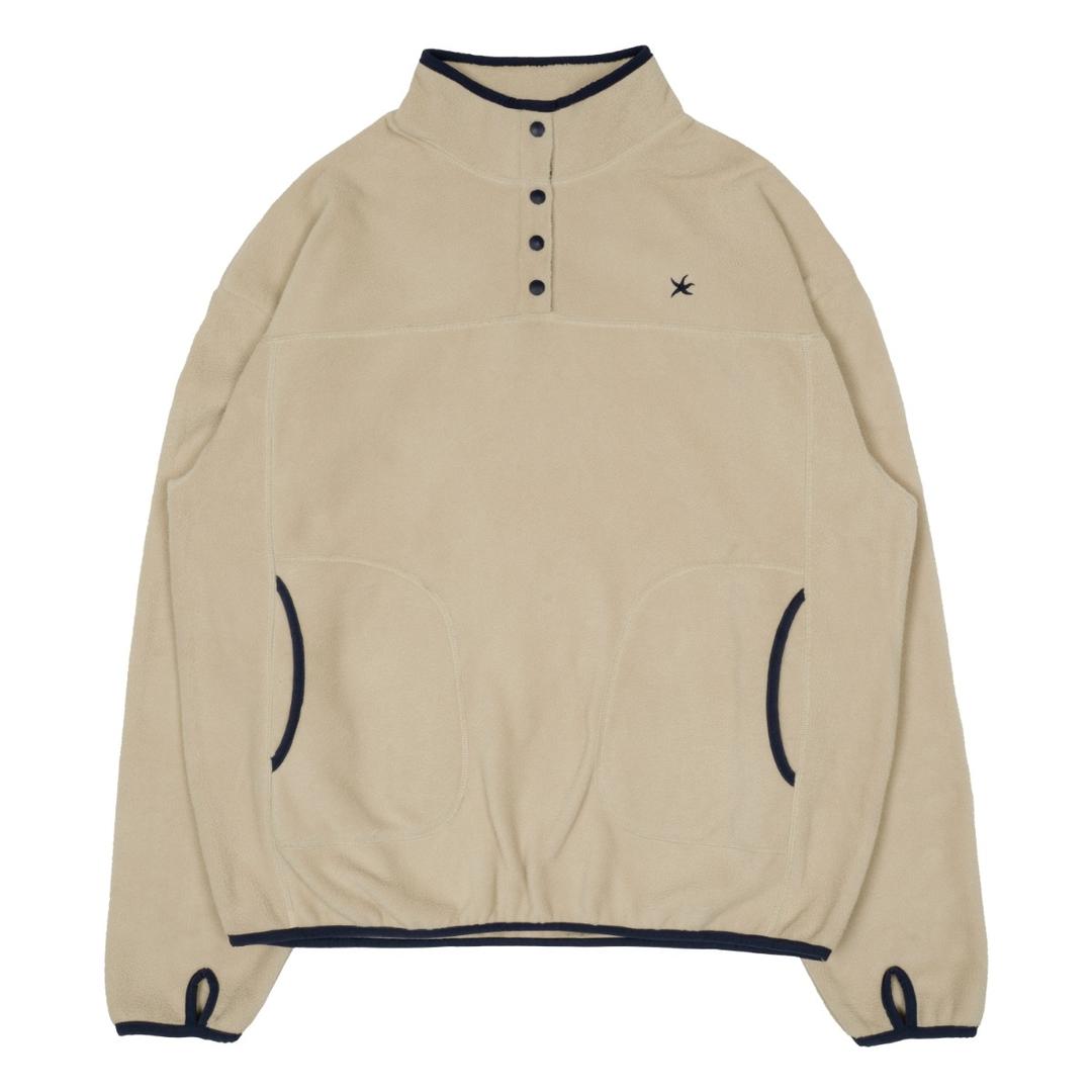 TCM half button fleece pullover (beige)