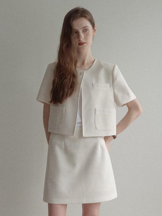 One tweed Crop jacket (ivory)