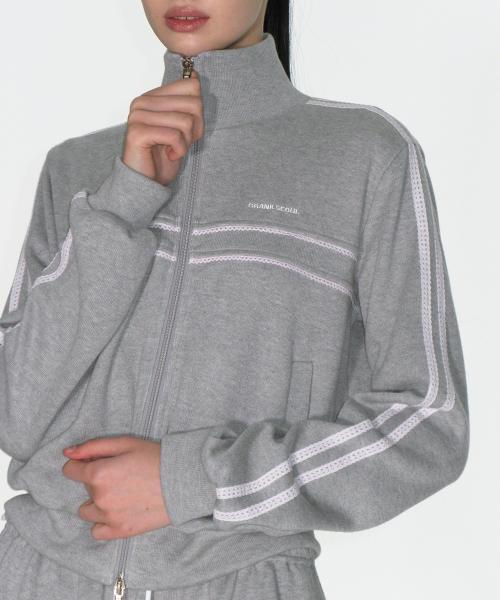 레이스 라인 트랙 자켓_멜란지 그레이