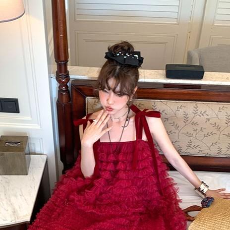 DULA two-way velvet lace fairy mesh dress