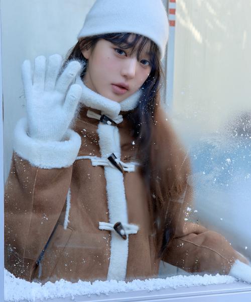 HIGH NECK SUEDE MUSTANG JACKET BEIGE