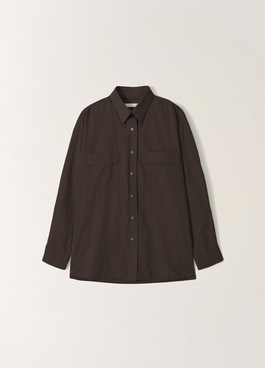 Double pocket cotton shirt (Dark brown)